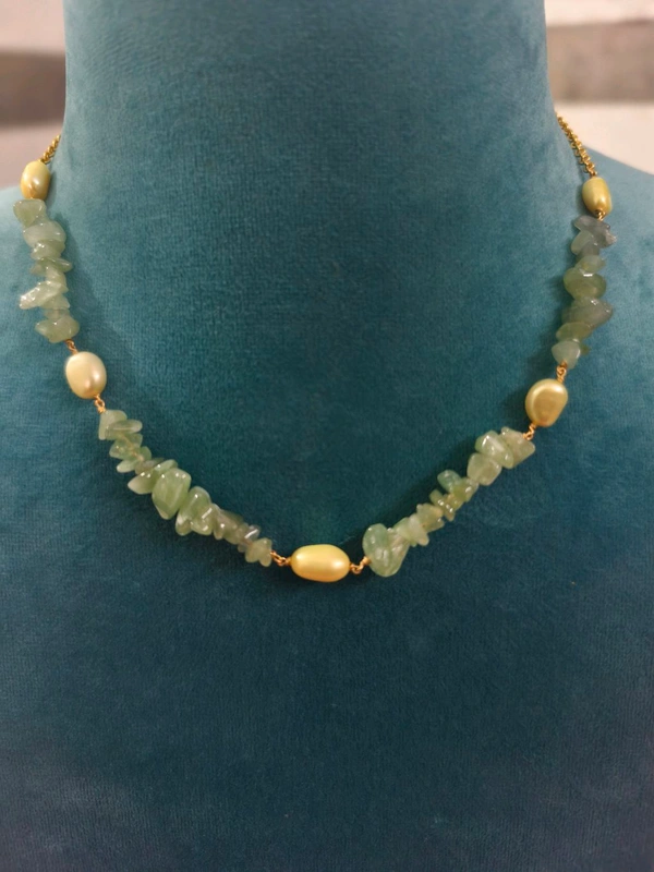 Russian Beads And Real Pearls Neck Chain - Snowy Mint, HD