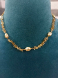 Russian Beads And Real Pearls Neck Chain - Yellow, HD