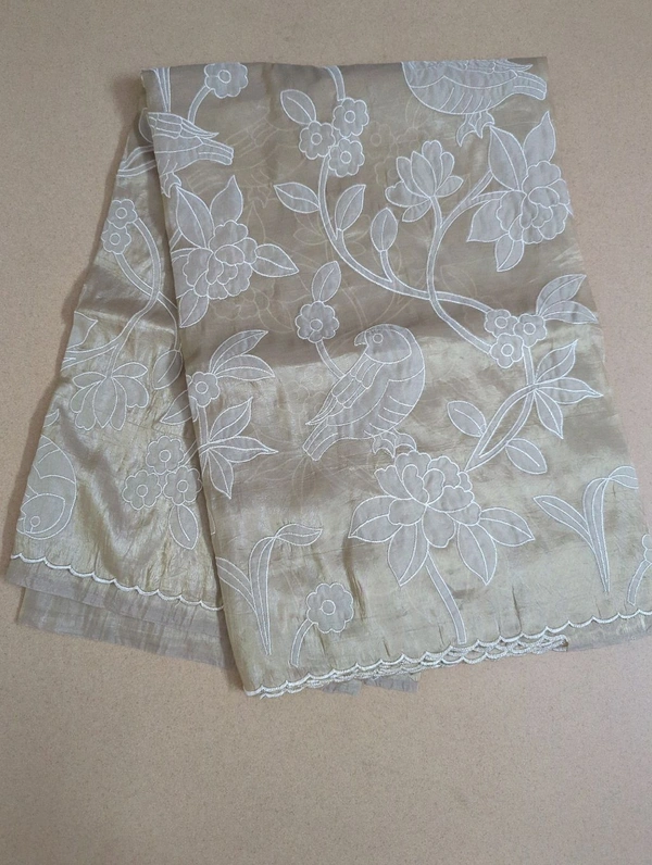 Tusser Crush Applique  - Bone