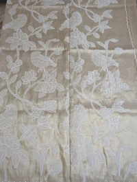 Tusser Crush Applique  - Bone