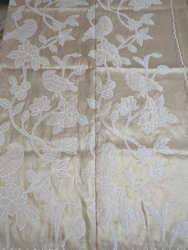 Tusser Crush Applique  - Bone