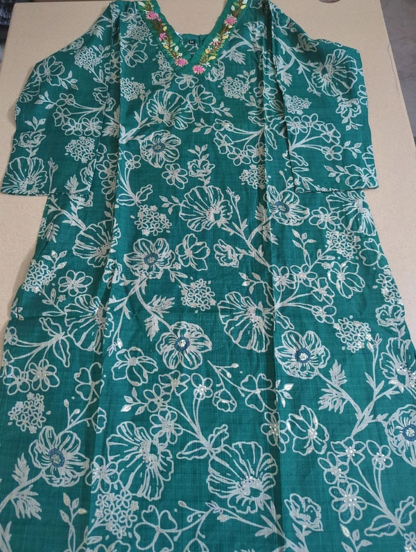 Soft Chanderi With Handwork - Pine Green, 38