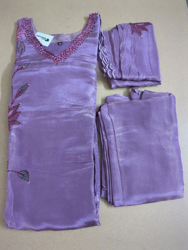 Pure Tissue With Hand Work  - Mauve, 40