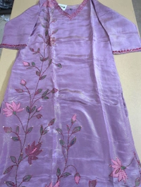 Pure Tissue With Hand Work  - Mauve, 40