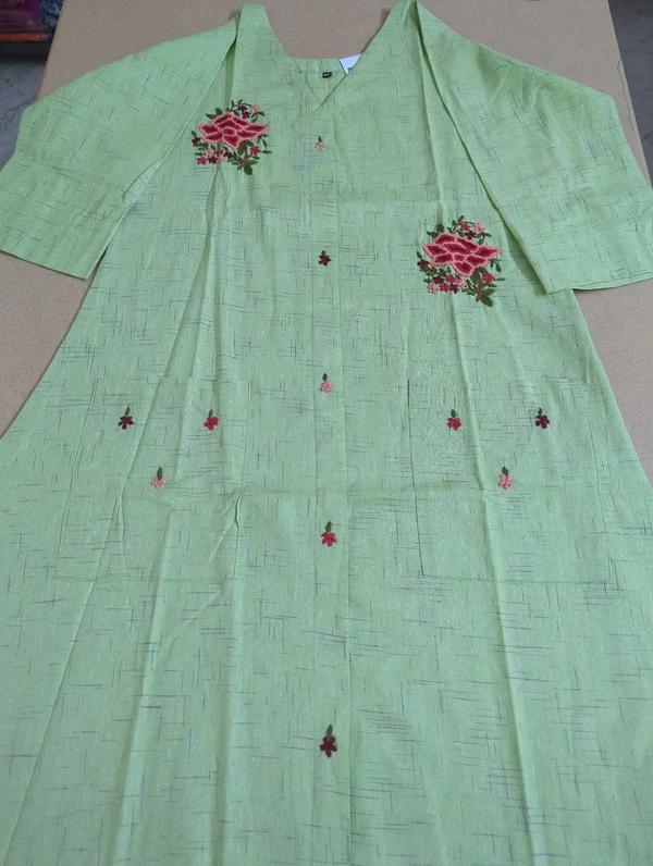 Khadi Cotton A Line Dress - Snowy Mint, 44