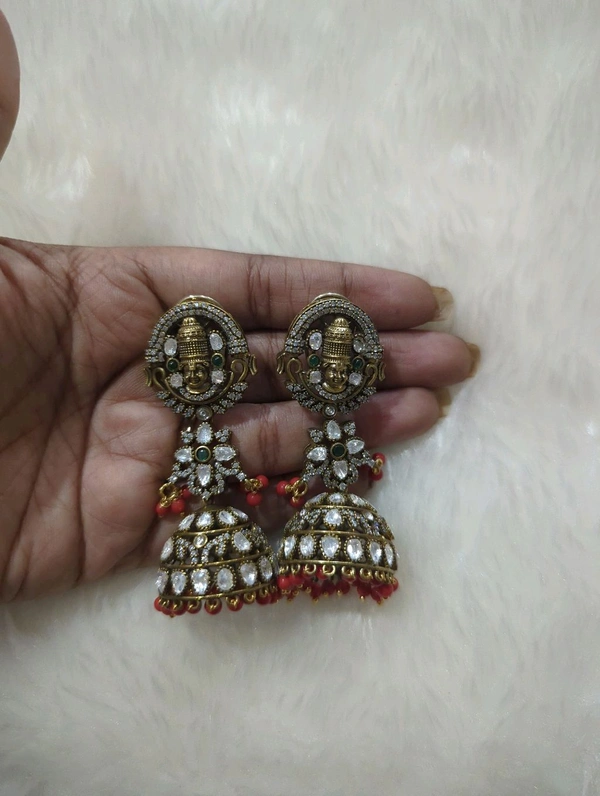 Designer Mossonite Earrings  - Red