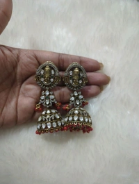 Designer Mossonite Earrings  - Red