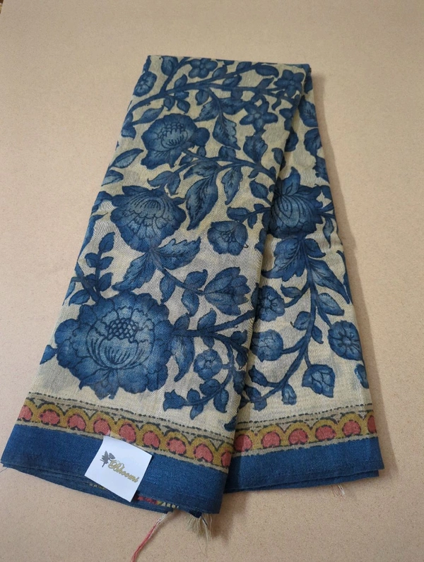 chanderi tusser - blue