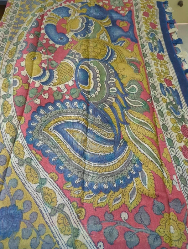 chanderi tusser - blue