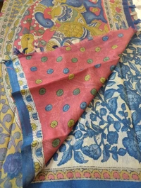 chanderi tusser - blue