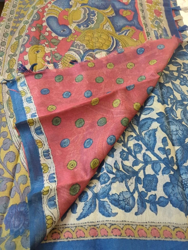 chanderi tusser - blue