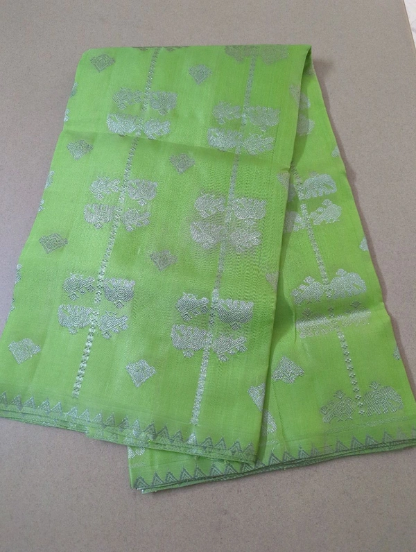 Pure Handloom Venkatagiri Pattu - Screamin' Green