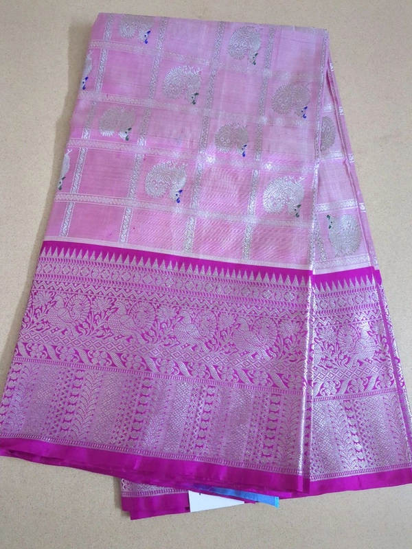 Pure Handloom Venkatagiri Pattu Designer - Lavender Rose