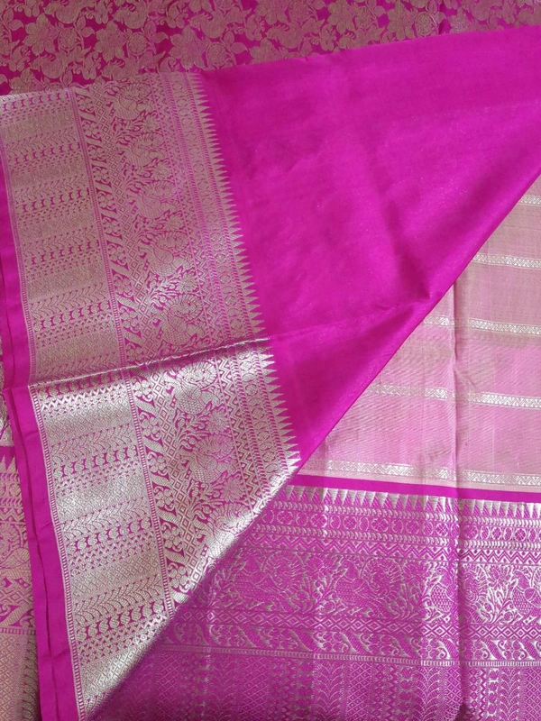 Pure Handloom Venkatagiri Pattu Designer - Lavender Rose