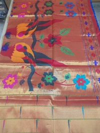 Pure Handloom Naryana Paithani Doble Wrap - Blue