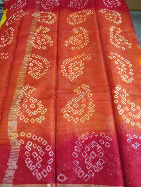 Pure Silk Kota With Bandhini - Bright Sun