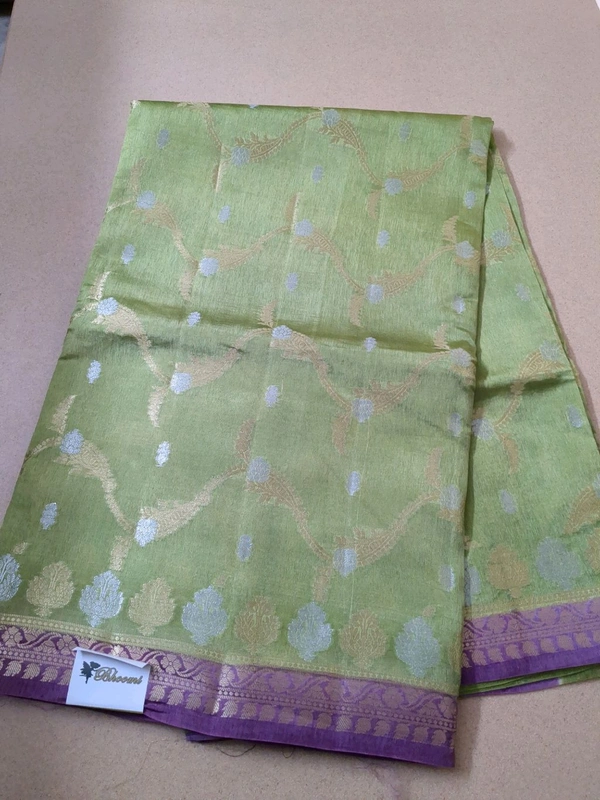 Pure Raw Silk Jaal Weaving - Screamin' Green