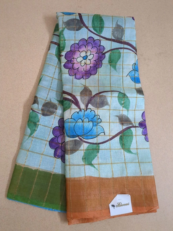 pure handloom tusser - Jungle Mist