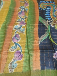 pure handloom tusser - Jungle Mist