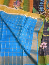 pure handloom tusser - Jungle Mist