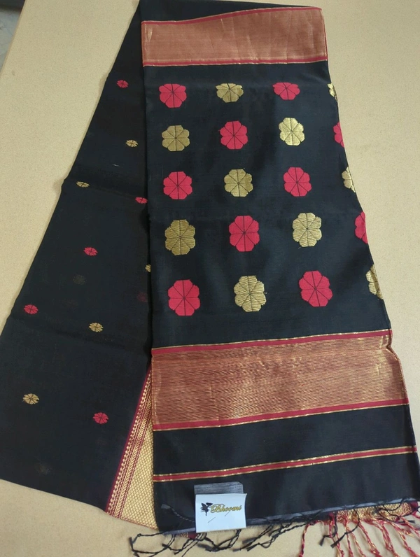 pure handloom maheswari - Black