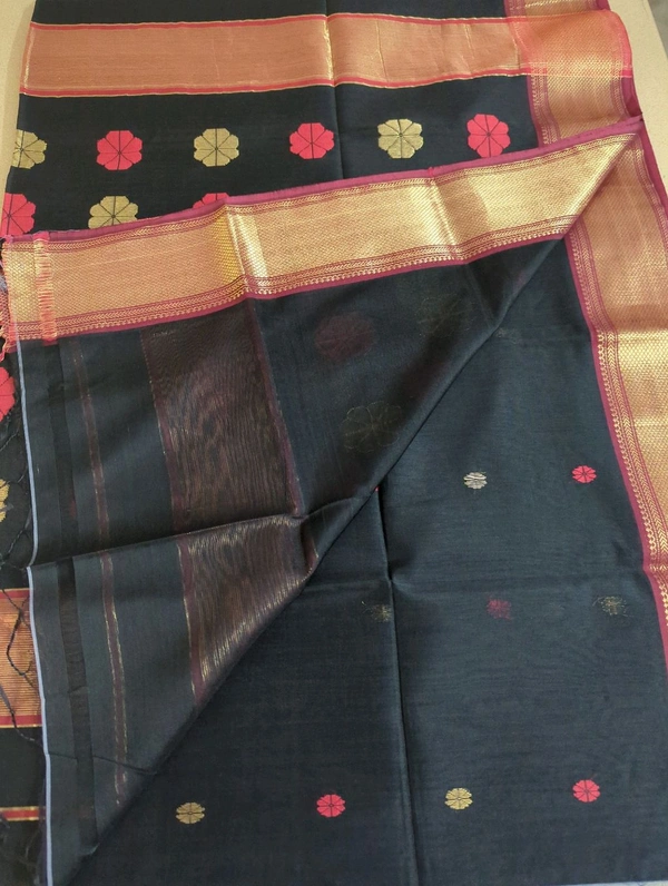 pure handloom maheswari - Black