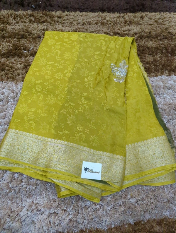 pure russian crepe with muggum work - yellow