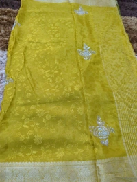 pure russian crepe with muggum work - yellow