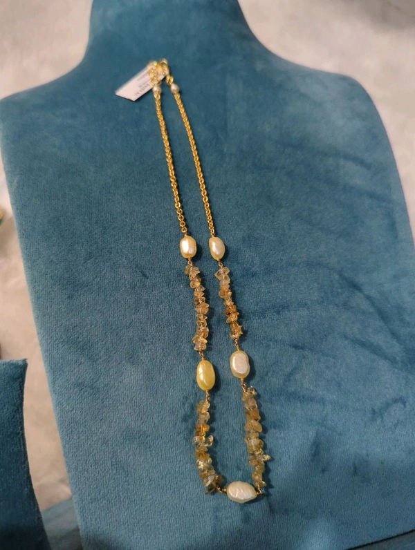 Russian Beads And Real Pearls Neck Chain - Yellow, VZ