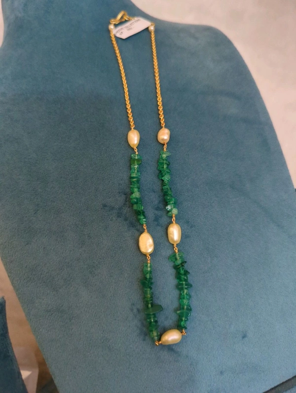 Russian Beads And Real Pearls Neck Chain - green, VZ