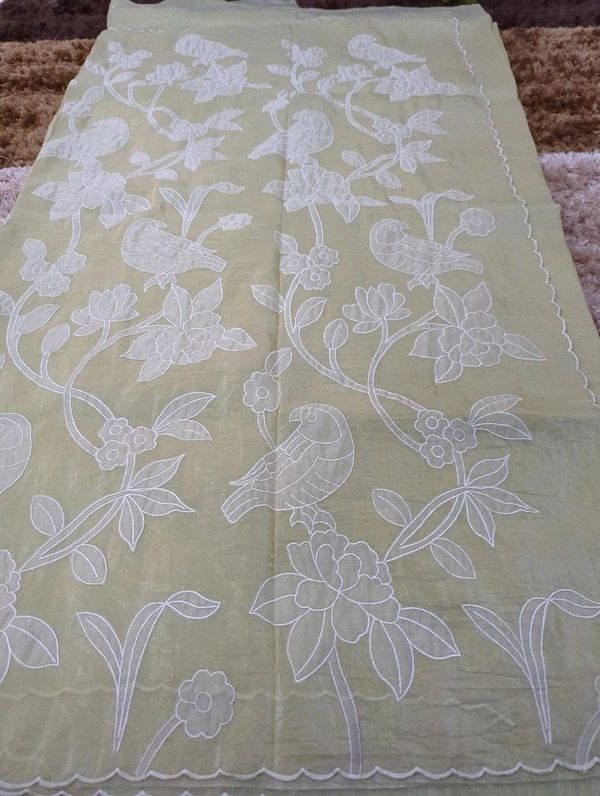 Tusser Crush Applique  - green