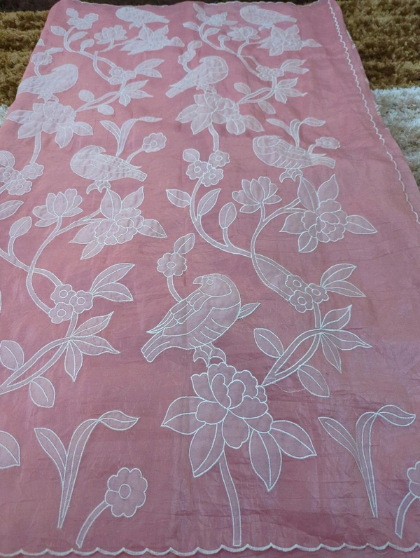 Tusser Crush Applique  - Pink