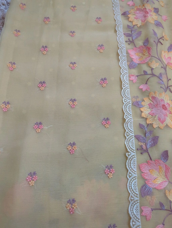 chiffon embroidary - yellow