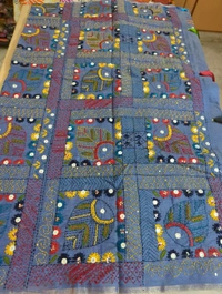 CHANDERI LINEN LAMBANI WORK - Waikawa Gray