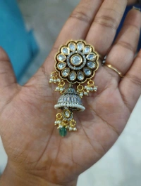 Victorian Jhumka Style Earrings With Mossanites - White, VZ