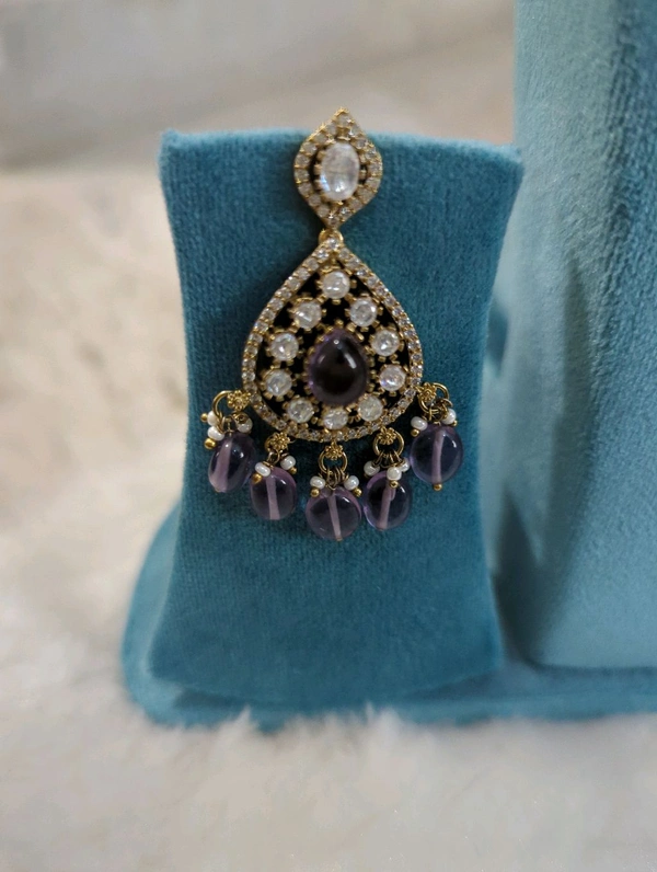 Victorian Earrings - Fuchsia Blue, VZ