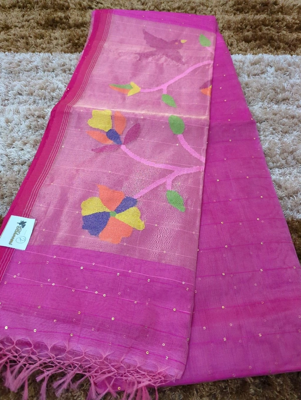 Muslin Sequence With Jamdhani Pallu - Lavender Rose 2