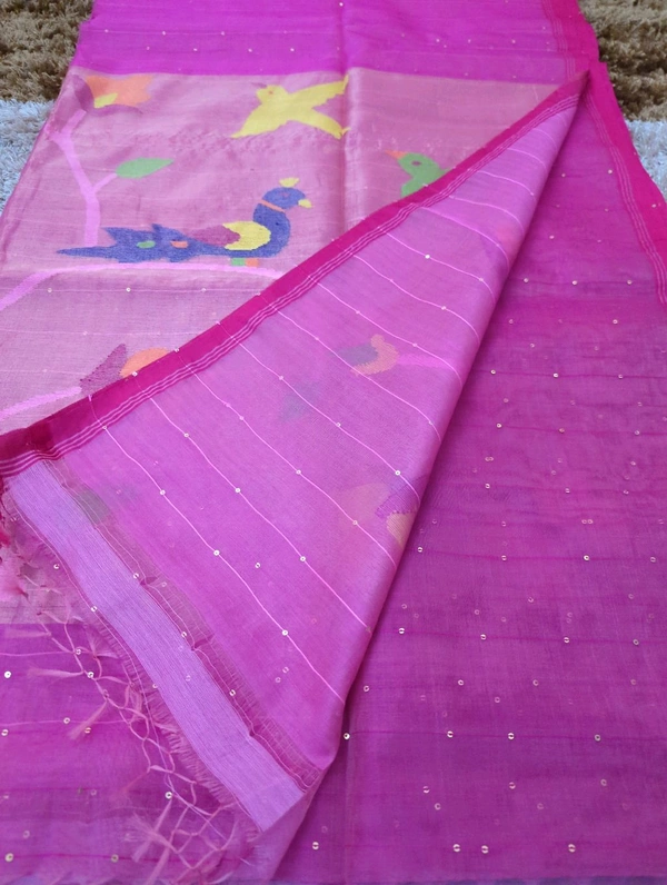 Muslin Sequence With Jamdhani Pallu - Lavender Rose 2