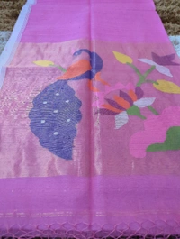 Muslin Sequence With Jamdhani Pallu - Pink Lace 3