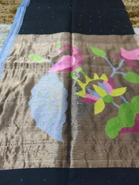 Muslin Sequence With Jamdhani Pallu - Black 4