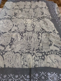 Pure Georgette Mirror Work  - gray