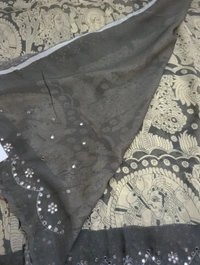 Pure Georgette Mirror Work  - gray