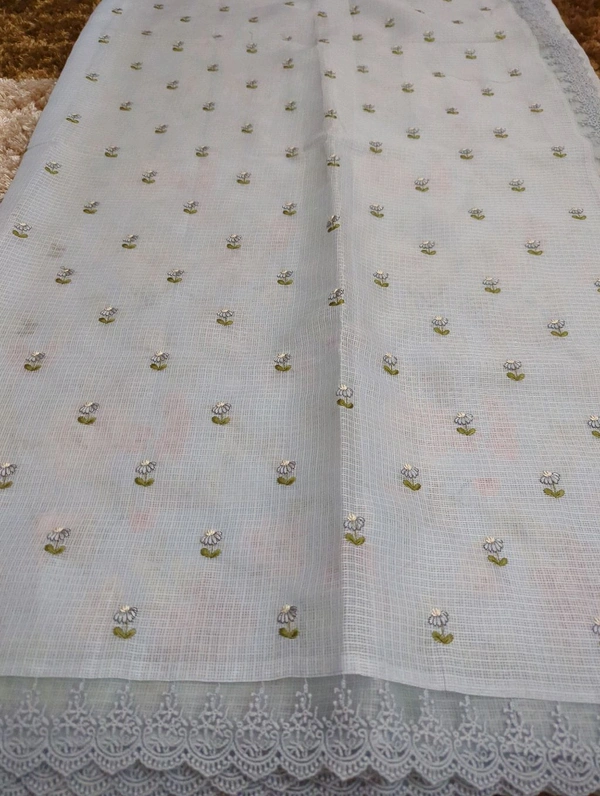 Designer Kota Embroidery  - Gray
