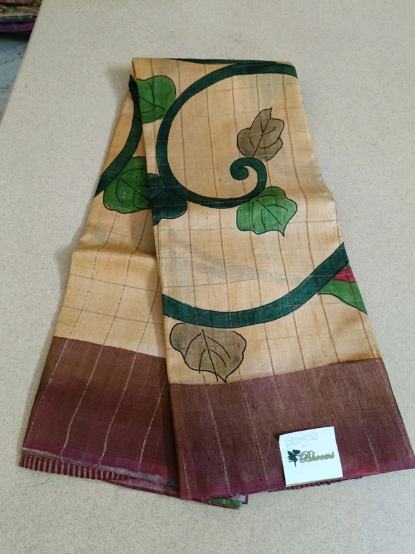 Pure Handloom Tusser Checks  - Picasso