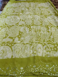 Pure Georgette Mirror Work  - green, VZ