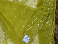 Pure Georgette Mirror Work  - green, VZ