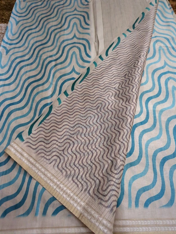 Designer Tussar Digital  - Teal