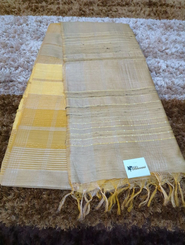 Pure Handloom Tusser Kora - Gold
