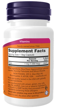 Now Biotin 1000 mcg - 100 Veg Capsules