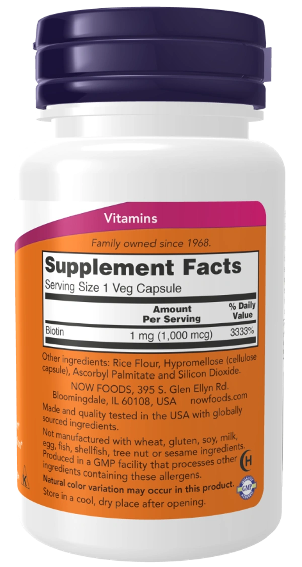 Now Biotin 1000 mcg - 100 Veg Capsules